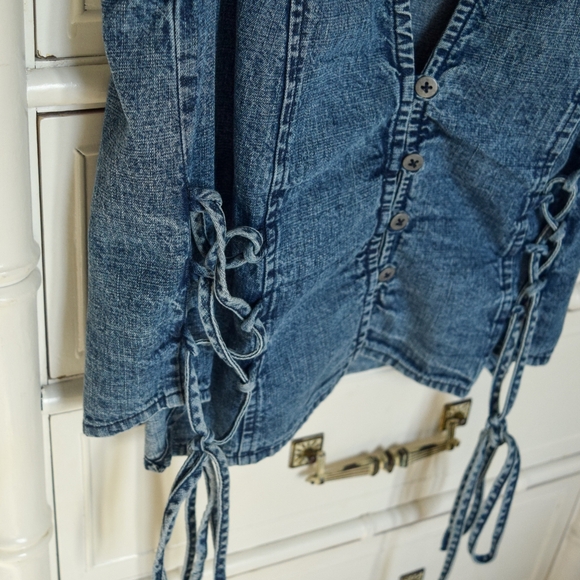 Free People lace-up denim vest - Picture 2 of 5